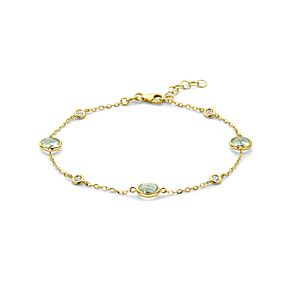 armband groen amethist en diamant 0.20ct h si 17 + 2 cm