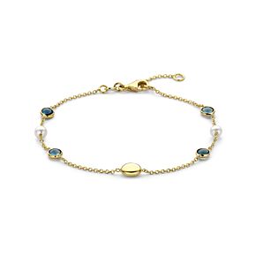 armband parels en london blue topaas 17 - 19 cm