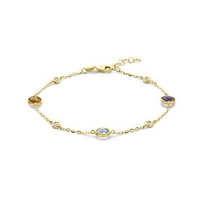 armband citrien amethist topaas en diamant 0.20ct h si 17 + 2 cm