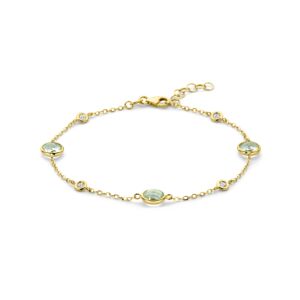 armband groen amethist en diamant 0.20ct h si 17 + 2 cm