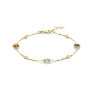 armband citrien amethist topaas en diamant 0.20ct h si 17 + 2 cm