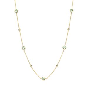 collier groen amethist en diamant 0.25ct h si 40 + 2 + 2 cm