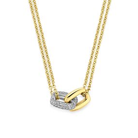 collier rechthoekjes diamant  0.59ct h si 42 cm
