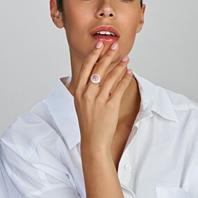ring rozenkwarts en diamant 0.19ct h si halo