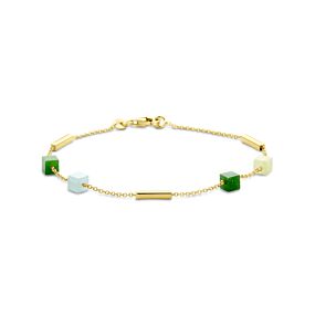 armband blauw en groen kwartsiet 19 cm