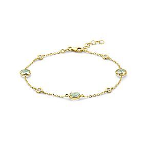 armband groen amethist en diamant 0.20ct h si 17 + 2 cm