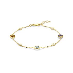 armband citrien amethist topaas en diamant 0.20ct h si 17 + 2 cm
