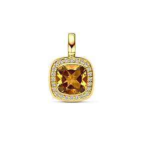 hanger citrien en diamant 0.14ct h si halo