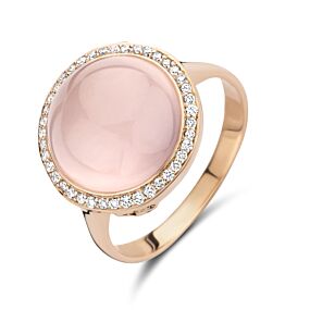 ring rozenkwarts en diamant 0.19ct h si halo