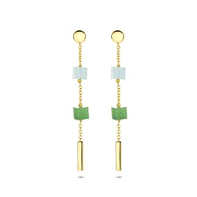 oorhangers blauw en groen kwartsiet 46 mm