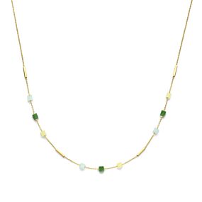 collier blauw en groen kwartsiet 45 cm