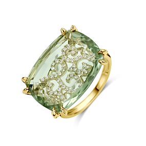 ring groen amethist en diamant 0.79ct h si