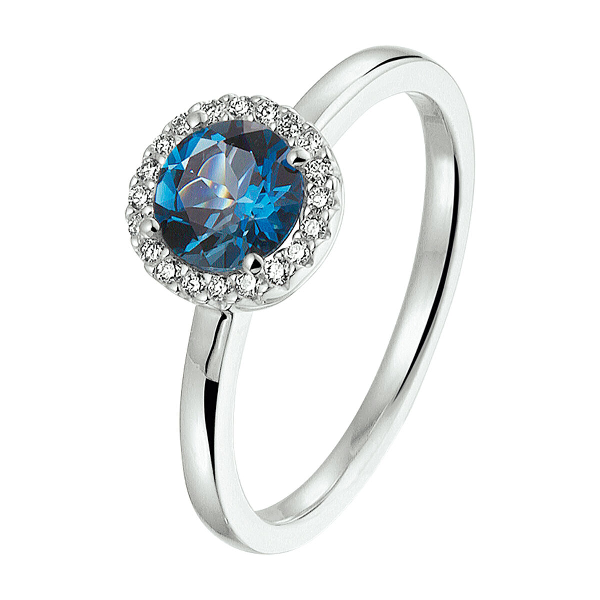 uitbarsting moeilijk tevreden te krijgen Christian ring london blue topaas en diamant 0.10ct g vsi